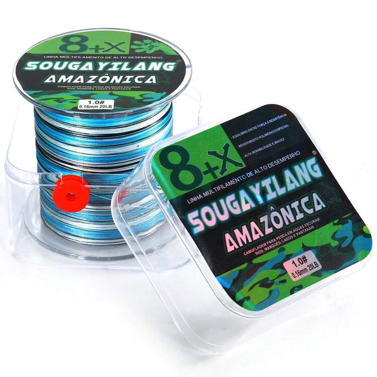 SOUGAYILANG 8 hebras de línea de pesca trenzada PE, 300m, multicolor, [Línea de pesca duradera] Línea de pesca trenzada fuerte y duradera de 8 hebras | 300m/328yd, 15-120lb, patrón camuflaje, polietileno duradero para línea principal, pesca en agua salada - Multicolor - Añade 21