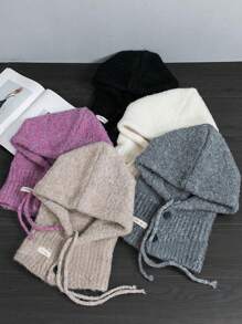 1 件男士秋冬拉法帽，时尚针织帽，带护耳功能，多功能无遮阳帽