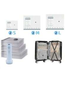 10pcs Set With Electric Pump Vacuum Storage Bags, Space Saving Bags, Compress Bedding And Blankets, Airtight Clothes Storage, 80% Space Saving Vacuum Seal Bags, Suitable For Clothes, Travel Luggage, Blankets, Quilts