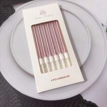 6 件白色直锥形蜡烛，高品质蜡烛，适合生日派对、蛋糕、婚礼、节日