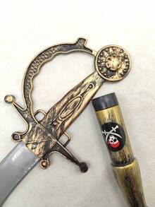 Set da 3 pezzi di accessori da pirata (coltello realistico, cannocchiale, benda per occhio) adatti per servizi fotografici, feste in costume, palcoscenico, giochi di Ognissanti