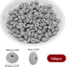 100Pcs Silicone Lentil Beads, 12mm Silicone Beads For Keychain Making Bulk Silicone Abacus Beads For Necklace Bracelet Making And Space Silicone Beads For Pens