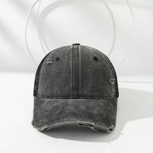 1顶做旧纯色网眼棒球帽，透气防晒，适合春夏穿着 - 彩色 - 查看 15