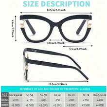 1 Piece Fashion Large Frame Unisex Glasses Personalized Colorful Cat-Eye Design Pearl Decoration Gradient Frame Metal Hinges Computer Reading Daily Vision Support Fashion Accessory For Mature Women 2026 Mother's Day Best Unique Heartfelt Sentimental Gift Surprise For Mom Mommy Mum Grandma - 彩虹色 - 查看 5