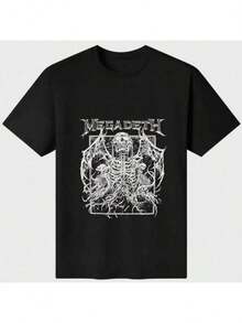 Megadeth Deathhead Mustaine Dark Tee T-Shirt Band Shirt Unisex Casual Digital Print Pure Heavy Cotton T ShirtComfortable & Fashionable Couple ClothingSweat-Wicking, Breathable And Comfortable Cotton T-Shirt-Holiday Gift