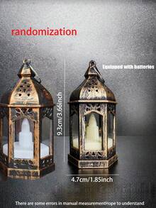 8个/4个/1个 - 青铜色迷你灯笼，内置闪烁LED蜡烛，含电池，适用于室内装饰、悬挂、婚礼、圣诞派对和桌面装饰 - 圣诞派对装饰品 - 銅色 - 查看 9