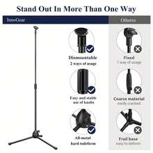 Heavy-Duty Metal Microphone Floor Stand With Multi-Angle Rotation, 3-Point Stability & Adjustable Height - Black Studio Recording & Karaoke Setup For Live Streaming, Performances, Home Studios, Microphone For Recording, Performance Equipment, Modern Studio Accessory, Durable Construction