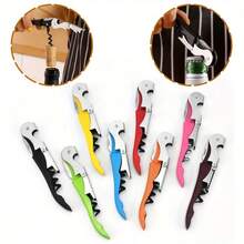 Multifunktionell flasköppnare med sjöhäst - spiralluftare med dubbelt huvud och ölöppnare, ergonomiskt handtag, 7 färger tillgängliga, lämplig för camping, picknick, fester, hemma- och utomhusbruk, modernt köksredskap, trendigt kökstillbehör