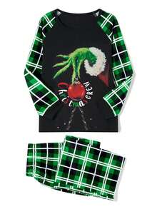 Family Matching Christmas Pajamas Set Christmas Ball Plaid Print Holiday Pajamas Sleepwear Dad Mom Kids PJs