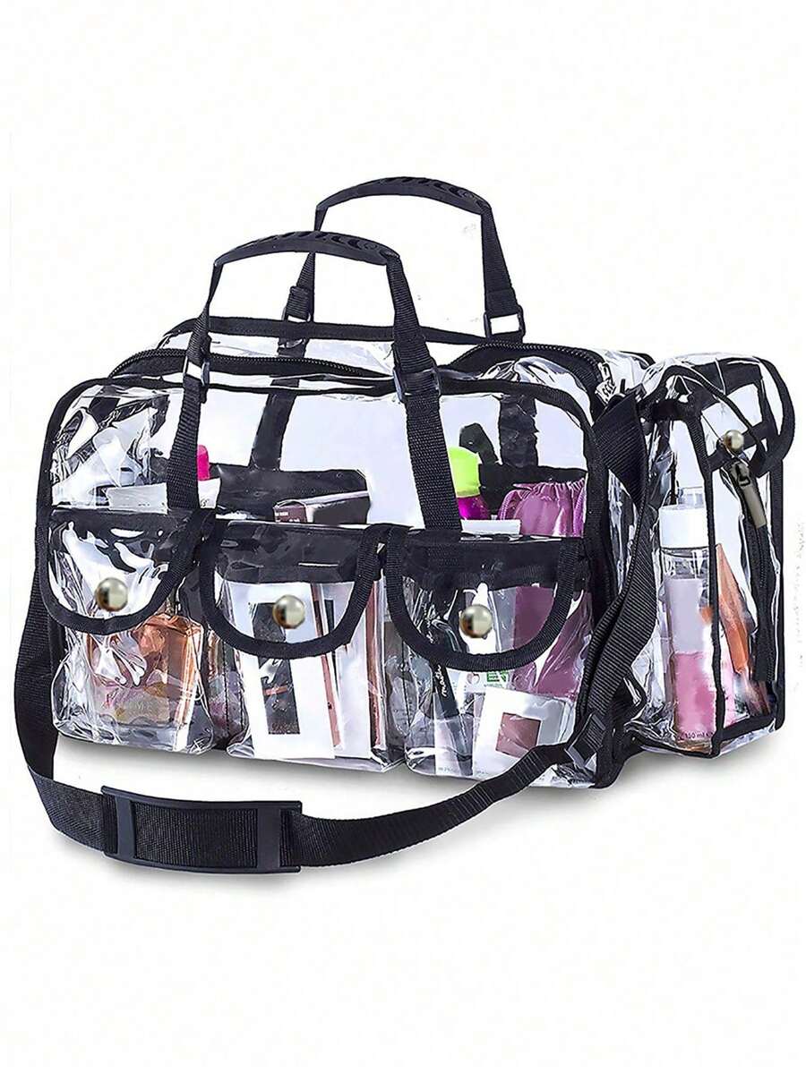 1pc Large Capacity Toiletry Bag, Multi-Functional Travel Makeup Bag, Transparent PVC Cosmetic Storage Pouch Travel Essentials For Holiday Vacation Bag For School Cruise Essentials Toiletry Bag For Women