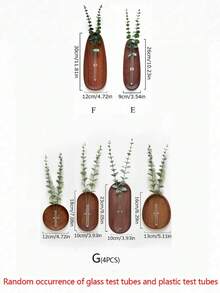 中式实心试管花瓶，木质壁挂花饰，创意DIY组合木花瓶，禅意墙饰，厨房装饰，家居装饰，房间装饰，玻璃花瓶 - 1pc - 查看 11