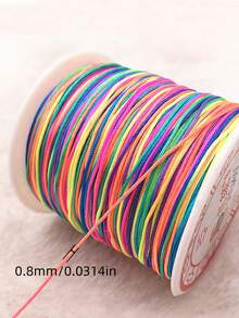 1 件 0.8 毫米多色线，每卷 45 米/1771 英寸，用于 DIY 手链、蕾丝工艺、编织绳、流苏和串珠首饰制作的结线
