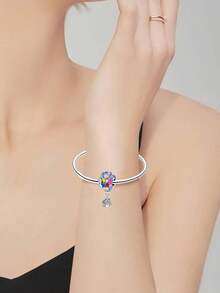 镀银热气球系列飞行家庭吊坠球，适合手链DIY女士饰品 - 銀色 - 查看 2