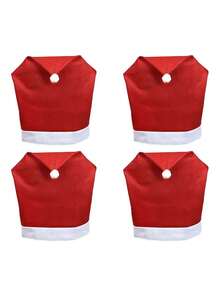 1/4/6Pcs Christmas Santa Claus Hat Chair Cover Tablecloth Christmas Decoration Table New Year Ornament For Home Decoration Xmas Gift