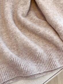 优雅女士长袖针织露肩毛衣保暖中长弹力常规长度套头衫 - 卡其色 - 查看 6