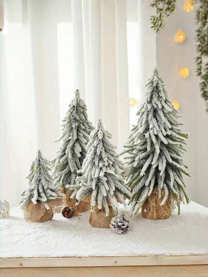 Árbol de Navidad nevado en miniatura, árbol de Navidad de escritorio con efecto nevado de PE, decoración del hogar, decoración navideña, decoración de habitación, decoración navideña de invierno, regalo de Navidad