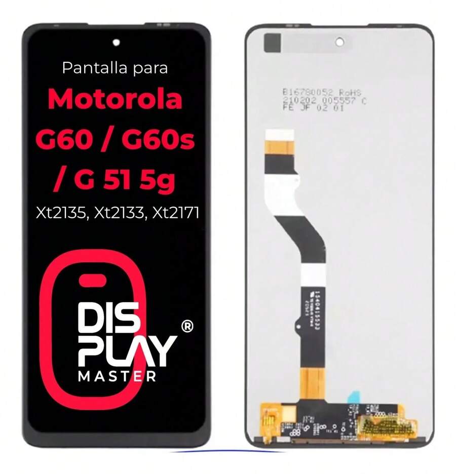 Pantalla tactil LCD display para Moto G60 XT2135 G60s XT2133 G51 5g XT2171 repuesto premium con marco pantalla completa tactil alta resolucion ideal para taller de reparacion servicio tecnico reemplazo con piezas de calidad duradera - Negro - Ver 1