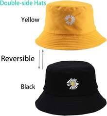 Women's Casual Bucket Hat Perfect Gift For Friends For Daily Wear - 黑色/黃色 - 查看 2