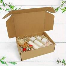 20 个重型扁平纸板箱 - 5.9 英寸 X 5.9 英寸 X 2 英寸运输箱，棕色瓦楞纸箱，邮寄箱适用于小型企业包装、邮寄、运输、派对礼品、节日包装、工艺品储存，简约设计，坚固的结构，用于包装万圣节和圣诞节礼物 - 彩色 - 查看 3