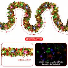 Christmas Tinsel Garland Indoor String Lights Christmas Foil Garland Suitable For Trees, Indoor Decoration, Perfect For Weddings And Holiday Celebrations New Year Decoration Holiday Decor Party Venue Room Decoration Ribbon Home Lighting Holiday String Lights 1pc 16ft Christmas Garland Tinsel Not Including Batteries Holiday Garland String Lights Sparkling LED Fairy Garland String Lights Festive Hanging Decoration Home Kitchen Room Decoration - Battery Box Color Strip - View 4