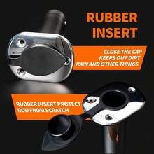 2 Paquetes de Soportes para Cañas de Pescar, Soporte de Caña de Acero Inoxidable para Barco con Tapas de PVC y Tubos Internos, Soportes para Cañas de Pescar para Barco Marino, Yate, Barco de Pesca - 90 grados - Ver 12