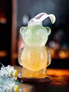 1 件卡通泰迪熊玻璃咖啡杯，送给女孩的有趣生日礼物，创意可爱的玻璃卡通杯，家用高硼硅玻璃果汁杯，奶茶杯，透明玻璃泰迪熊水杯。