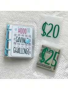 1 pieza, Carpeta para Reto de Ahorro, Carpeta de Ahorro, Libro de Retos de Ahorro con Sobres, Mini Carpeta Presupuestaria con Accesorios de Efectivo - Multicolor - Ver 2