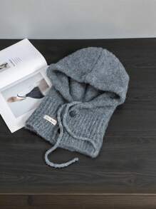 1 件男士秋冬拉法帽，时尚针织帽，带护耳功能，多功能无遮阳帽