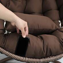 Water Resistant Hammock Swing Chair Cushion (ONLY CUSHION) Egg Chair Cushion Pad Replacement With Head Pillow For Indoor And Outdoor - 棕色 - 查看 2