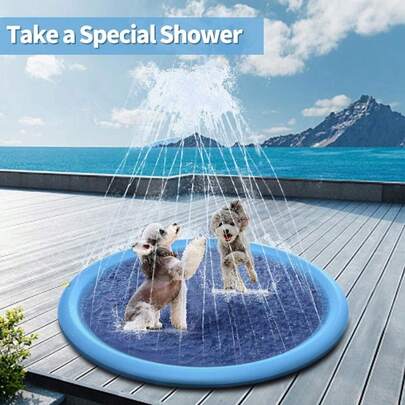 ​​Non-Slip Dog Splash Pad - Thickened Pet Pool With Elephant Spray Toy​