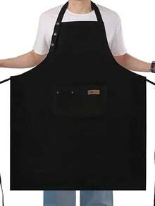 可调节围裙 - 男女通用，帆布/厚帆布材质，厚实耐用，肩带可调节，多个口袋，透气四季皆宜 - 适用于绘画、陶艺、园艺、烹饪和餐饮工作 - 厨师围裙、家用厨房围裙、餐厅工作围裙、时尚围裙、耐磨围裙、女士围裙、男士围裙、园艺围裙、绘画围裙、美甲沙龙围裙。
