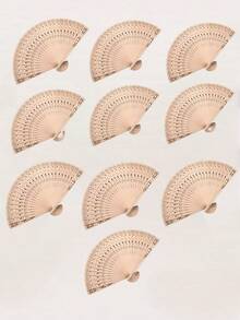 1/5/10/15pcs Stylish Wooden Folding Fan, Boho Style Hollow Carved Wooden Fan, Handheld Fan For Photo Props, Bamboo, Lightweight And Portable - Gift For Women's Graduation Gift And Home Decoration Accessories.Style (Color) Random Shipment