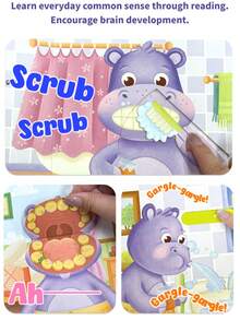 beartale Interactive Flip-Up Story Book, Animal Daily Activities Picture Book (Rooster Waking Up, Kitten Washing Face, Hippo Brushing Teeth, Bear Tidying Room), Suitable For 3-6 Years Old Children, Montessori Quiet Travel Toy, Pre-School Enlightenment And Bedtime Reading - Multicolor - View 2