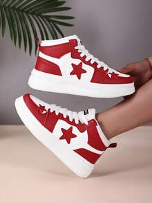 1 Pair Thick Sole Comfortable Plus Size Casual Sneakers For Teenage Boys, Waterproof, Suitable For Street, Daily, School Wear, High-Top Shoes