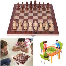 Large Chessboard Developing Strategic Thinking 3 In 1 Chess Chekers Backgammon Foldable Chess Board For Adults Wood Board Game Chess Chekers Backgammon Developing Strategic Thinking Chess Wooden Set No Toxic Wood Board Game Best Gifts In Christmas Halloween