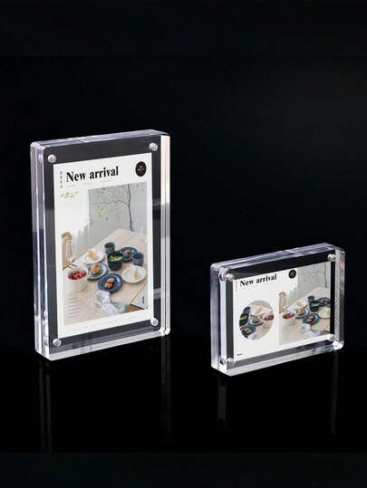 1个亚克力相框，强磁照片及办公名片夹。亚克力板两面均贴有保护膜。使用前请撕掉保护膜。1个/2个/3个亚克力相框，透明强磁相框夹