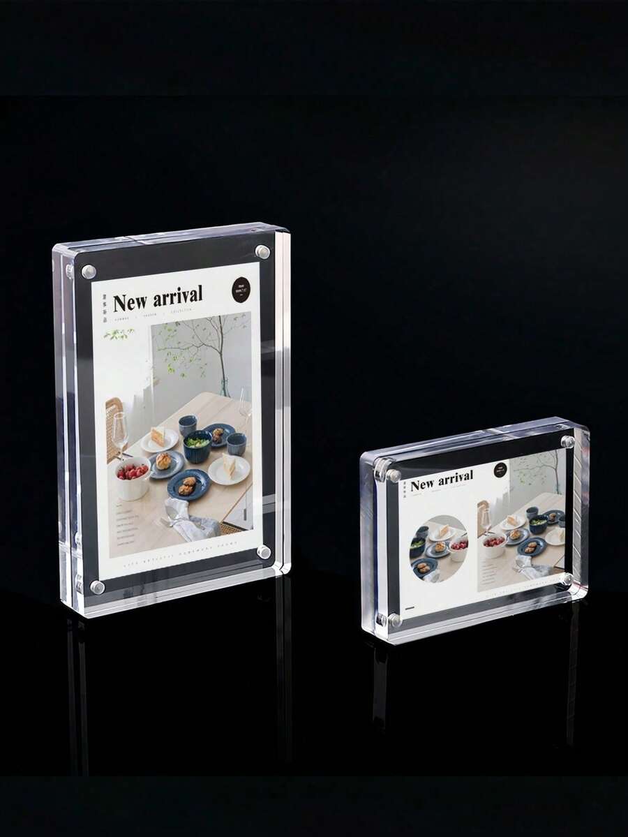 1个亚克力相框，强磁照片及办公名片夹。亚克力板两面均贴有保护膜。使用前请撕掉保护膜。1个/2个/3个亚克力相框，透明强磁相框夹 - 白色 - 查看 1