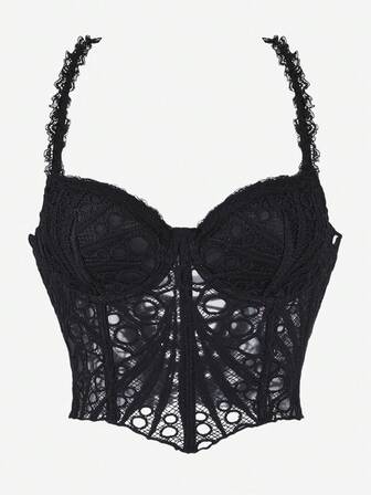 紧身胸衣上衣，纯色花瓣图案，荷叶边，有骨，细肩带，修身，收腰，露背配丝带，适合正式场合，紧身胸衣短款上衣