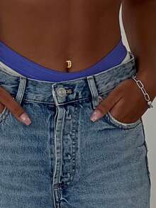 1 件装 S925 纯银简约双层亮面肚脐环，双排镶钻肚脐环，身体穿孔肚脐耳钉 - 肚臍環 - 查看 3