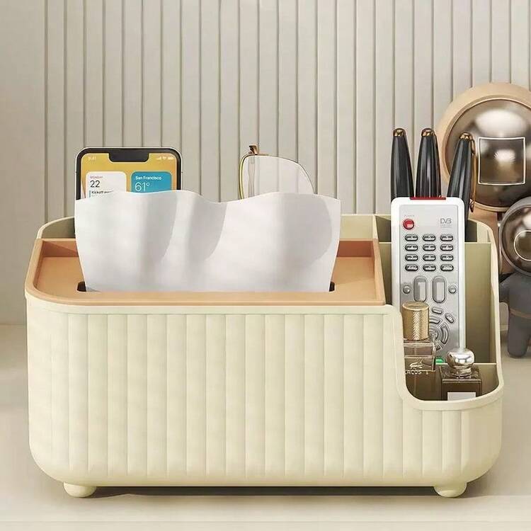Luxury Minimalist Multi-Functional Paper Towel Box, Remote Control & Office Desk Organizer, High-End Tissue Box Decor For Home - Multicolor - View 6