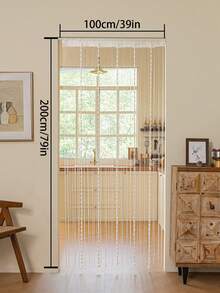 1pc Minimalist Beaded String Curtain, Suitable For Living Room, Bedroom, Kitchen, Room Divider - White - View 2