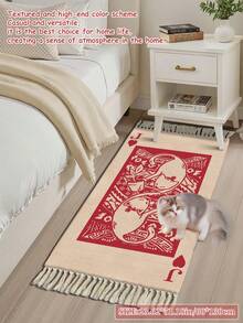 Woven Carpet, Red Poker Pattern Indoor Decorative Rug, For Living Room 60*90cm,Fall Decor,Autumn Decor,Room Decor - Red - View 13