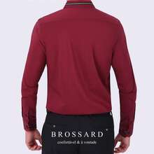 Men's Slim Fit Dress Shirt - Anti-Wrinkle, Anti-Wrinkle And Breathable Elegant Collar | Soft Touch | Machine Washable Comfortable For Work And Events - 酒紅色 - 查看 2