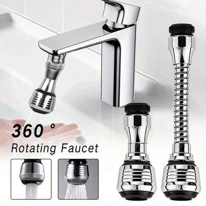 1 360° Swivel High Pressure Faucet Extender, 2 Spray Modes (Streamline/Spray), Splash-Proof Design, Durable Plastic Material, Suitable For Kitchen Sinks, Showers, Baths - Silve For Drinking Water, Multi-Function Water Guide, Adjustable Nozzle, Sturdy Structure, Compact Design, High-Quality Nozzle, Home Kitchen