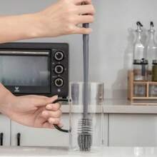 1 PC Multi-Color Silicone Cup Cleaning Brush With Long Handle – Flexible Bristles For Sports Bottles, Water Glasses, And More – No Dead Angle Design, Use, Bottle Cleaning Brush - 灰色 - 查看 4