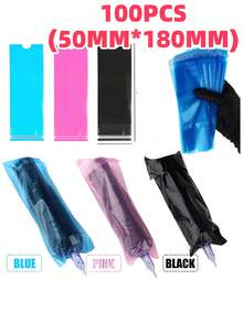 100/200PCSTattoo Pen Bags Disposable Waterproof Tattoo Machine Pen Sleeve Covers Bags Black/Blue/Pink Tattoo Accessories - Multicolor - View 10