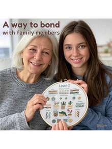 Beginner Embroidery Kit For Adults Kids, Learn To Embroider 37 Stitches And 13 Cute Patterns, Stitches Kit, Bead Embroidery Kit, Beginner Embroidery Practice - 針法練習-C - 查看 7