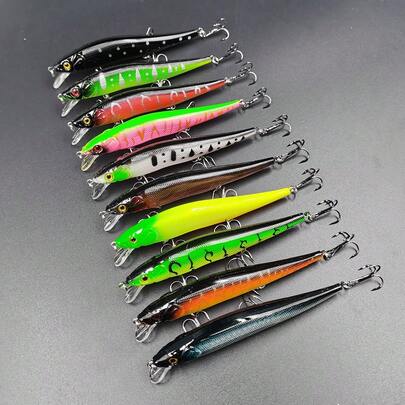 10pcs Bionic Minnow Fishing Lures Set - Ideal For Freshwater And Saltwater Fishing - Bass Fishing Tackle - 12cm/4. 72in, 14g/0. 49oz - Realistic Design For Increased Catch Rates