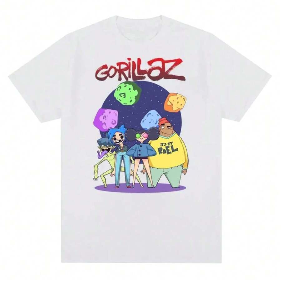 Streetwear Casual Music Band Gorillazs Punk Rock Fashion Printed T-Shirt 90s Retro Short Sleeve Plus Size T-Shirt Unisex Tee Top