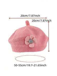 1 件婴儿花朵贝雷帽，可爱针织画家帽，适合婴儿男孩女孩，温暖秋冬 - 1PC - 查看 4